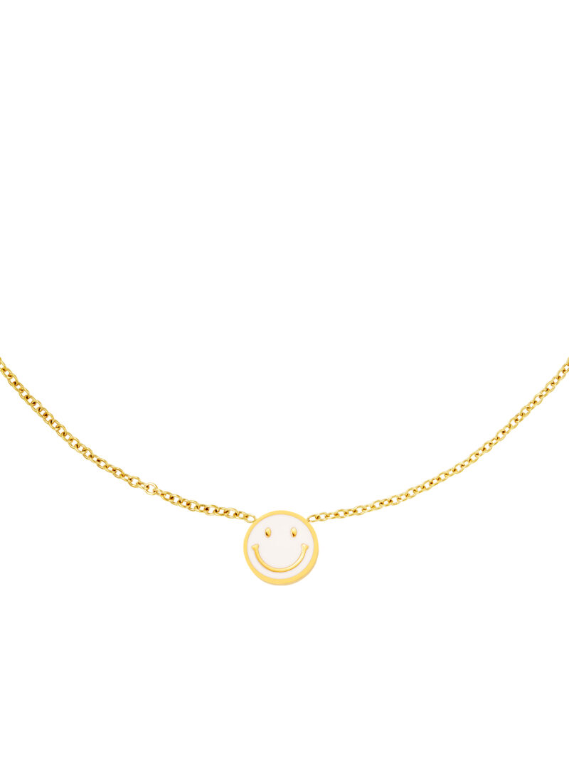Smiley Kette aus Edelstahl, Nickelfrei, Miina Fashion Online Shop, weiße Kette