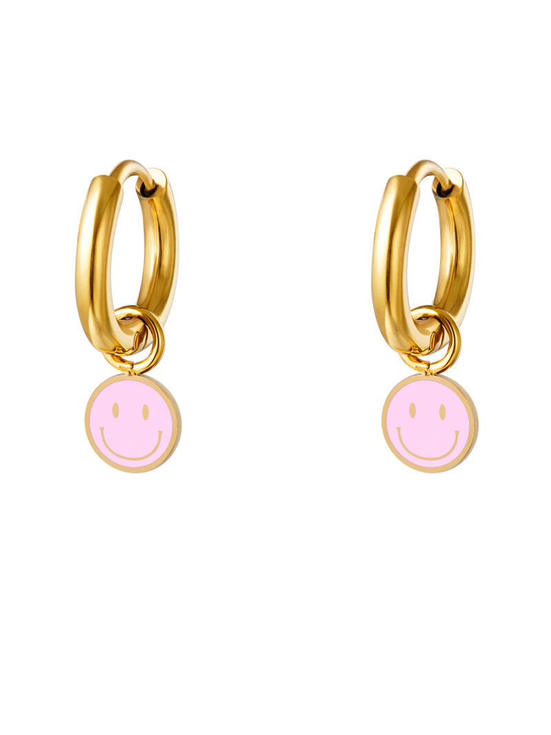 Smiley Ohrringe Rosa, Rosa Ohrringe, Edelstahl Ohrringe, Miina Fashion Online Shop