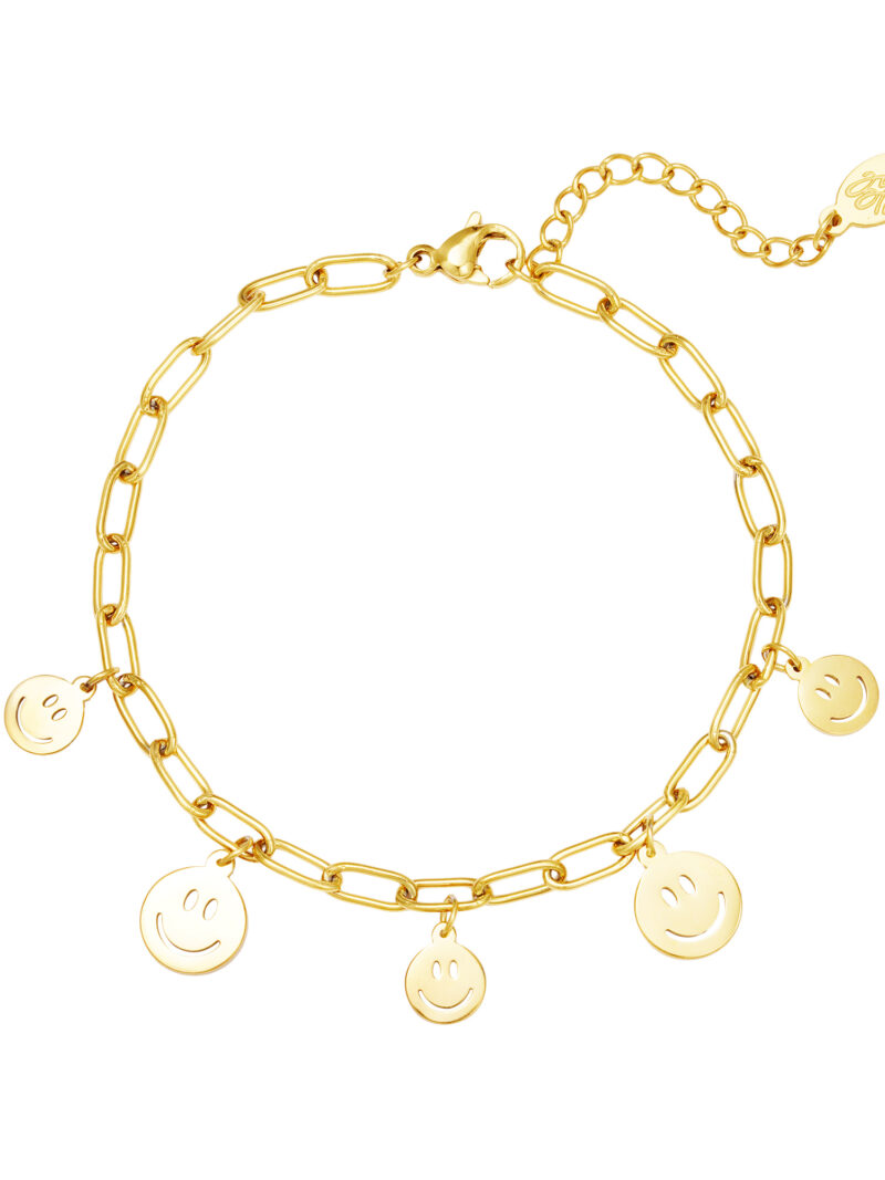 Bettelarmband Smileys, Armband Smiley, Miina Fashion Online Shop, Armband Gold