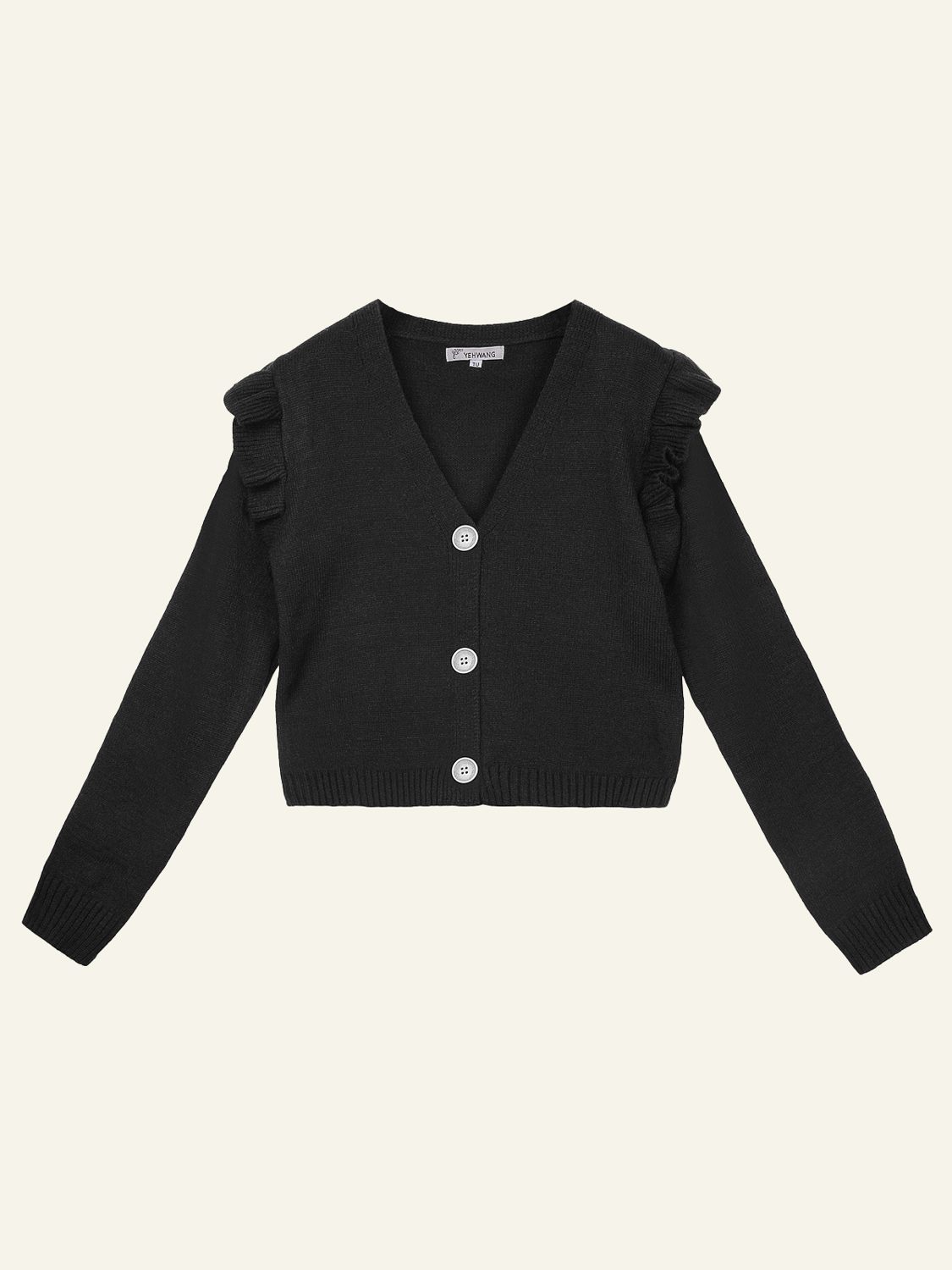 Strickjacke mit Volants in Schwarz, Miina Fashion Onlineshop