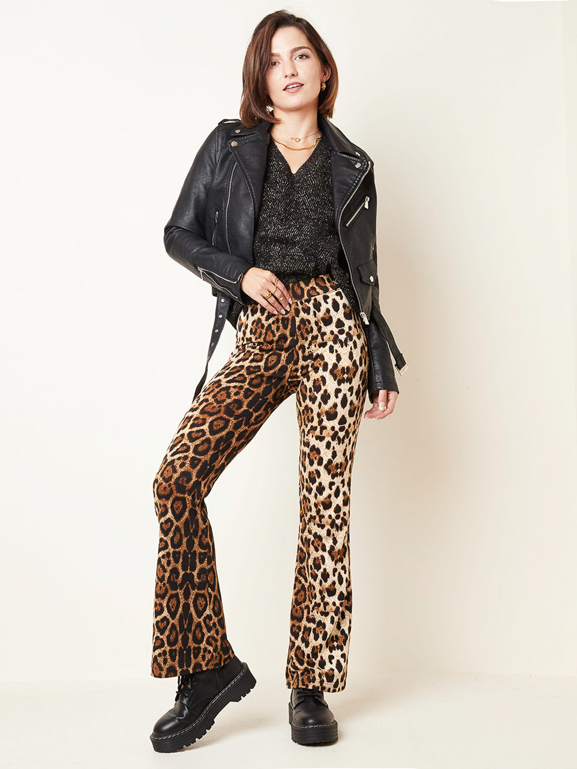 Schlaghose mit Leopardenmuster, Miina Fashion Onlineshop